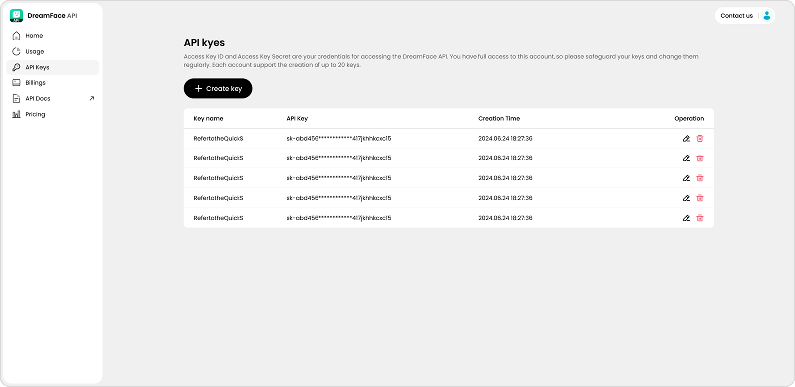 Newport AI Dashboard - Manage Key